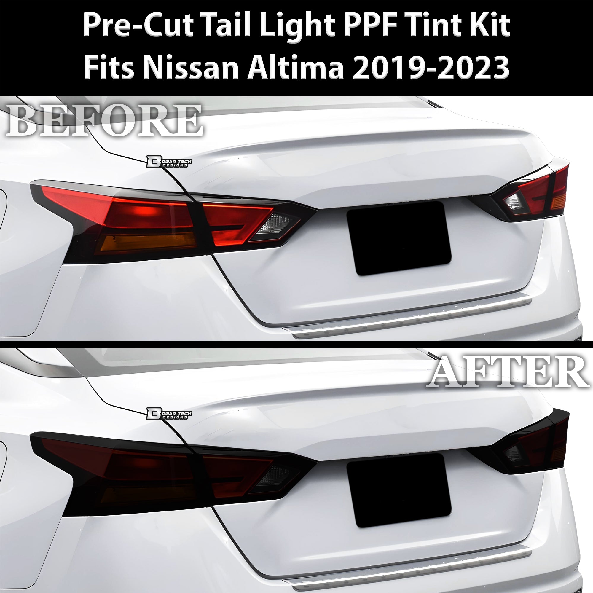 Full Headlight Taillight Precut Smoked PPF Tint Kit Film Overlay Fits Nissan Altima 2019 - 2025 - Bogar Tech Designs