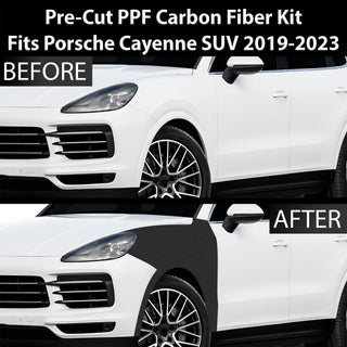 Fits Porsche Cayenne 2019-2023 Precut Premium Gloss Black Carbon Fiber Fender Paint Protection Film PPF Decal Film Kit Cover