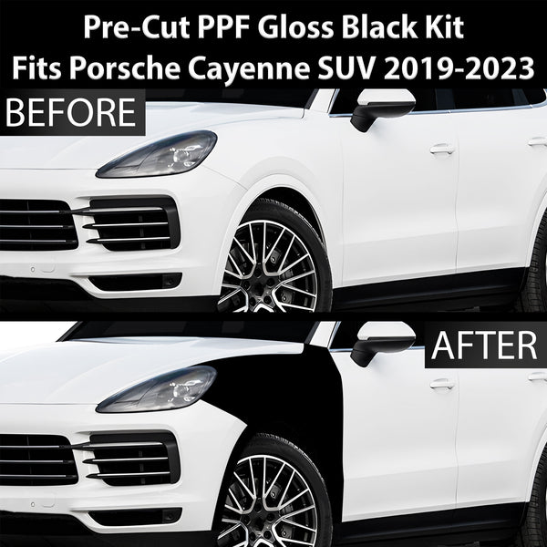 Fits Porsche Cayenne 2019-2023 Precut Premium Gloss Black Carbon Fiber Fender Paint Protection Film PPF Decal Film Kit