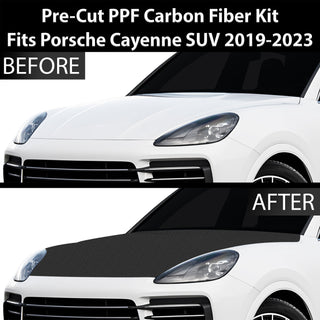 Fits Porsche Cayenne 2019-2023 Precut Premium Gloss Black Carbon Fiber Hood Paint Protection Film PPF Decal Film Kit Cover