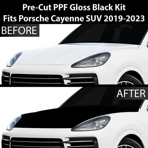 Fits Porsche Cayenne 2019-2023 Precut Premium Gloss Black Carbon Fiber Hood Paint Protection Film PPF Decal Film Kit