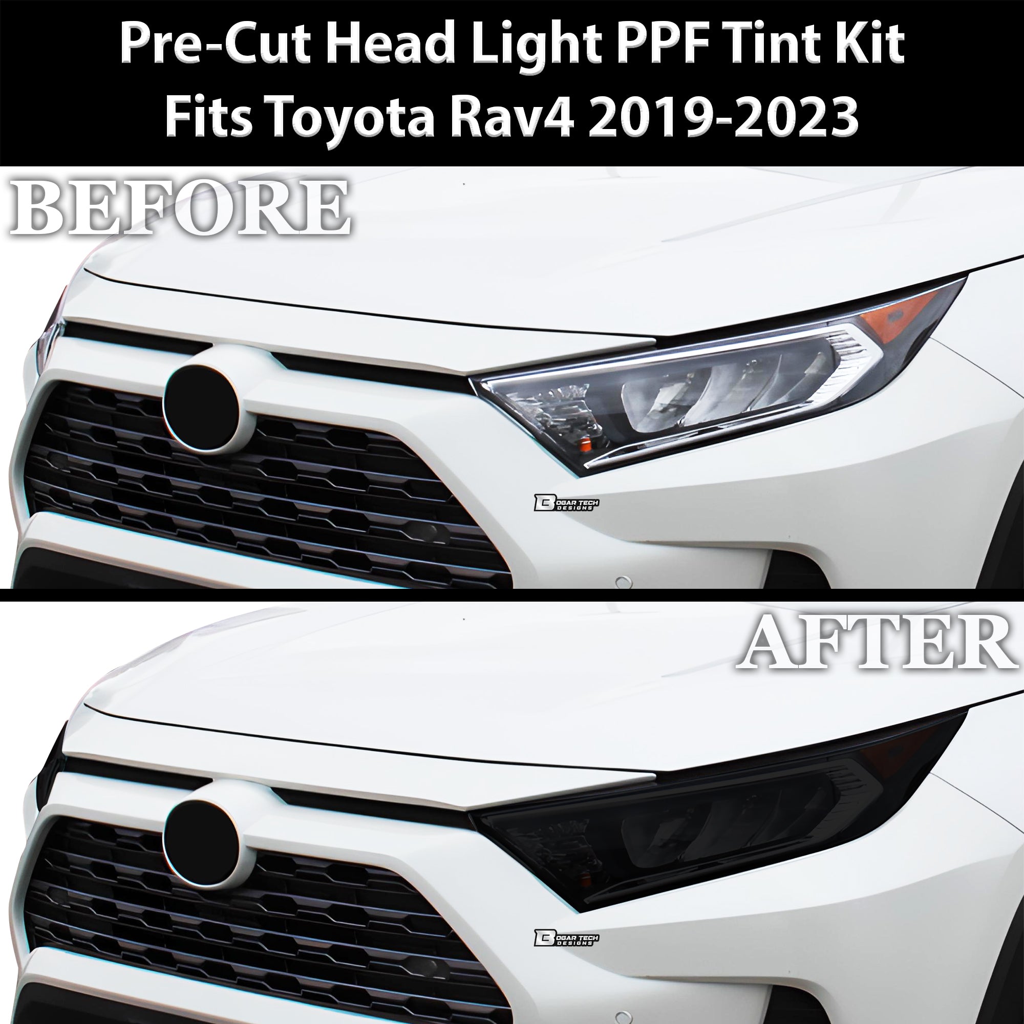 Tinted Taillight Third Brake Reflector Headlight Reverse Light Overlay Tint Film Fits Toyota Rav4 2019 - 2025 - Bogar Tech Designs