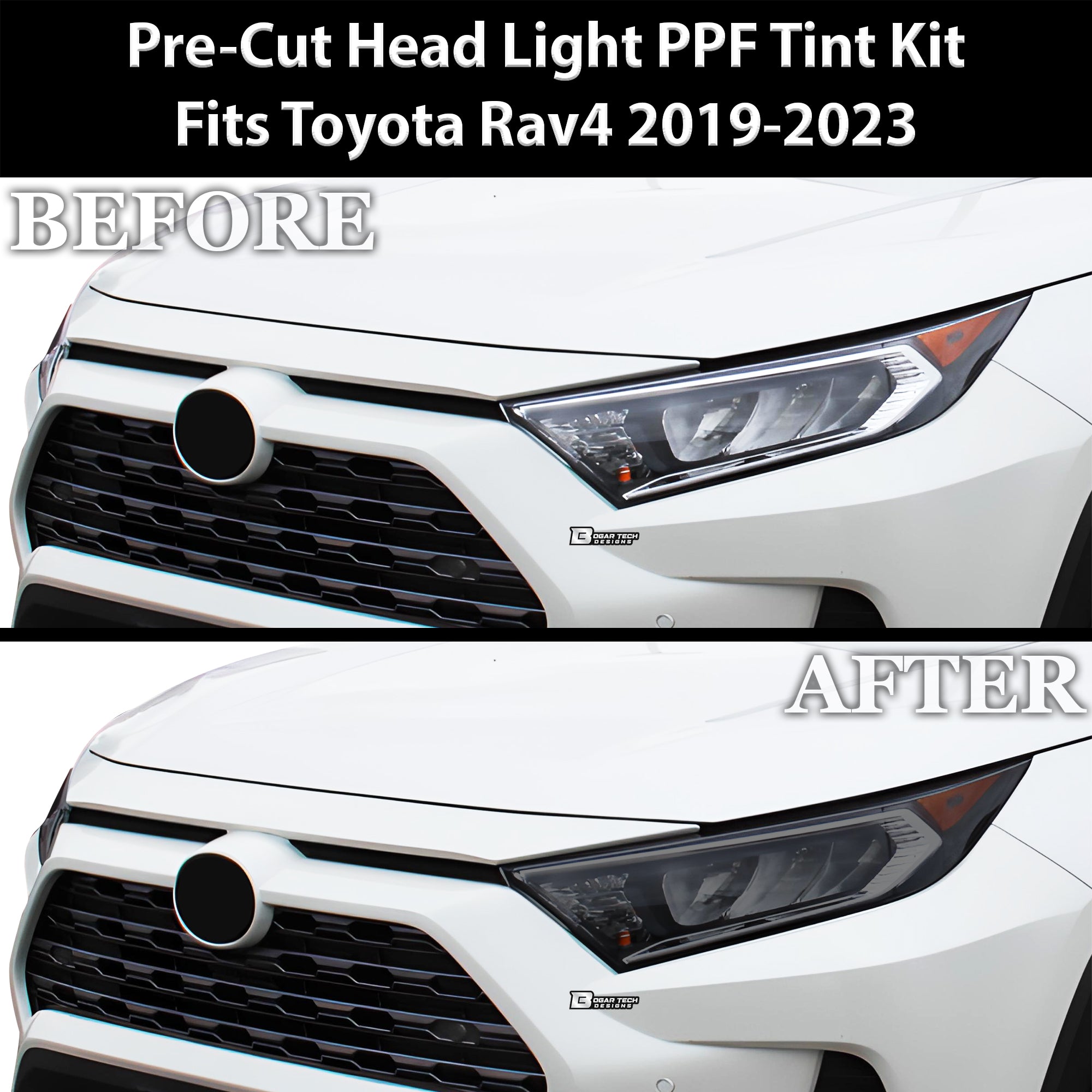 Tinted Taillight Third Brake Reflector Headlight Reverse Light Overlay Tint Film Fits Toyota Rav4 2019 - 2025 - Bogar Tech Designs