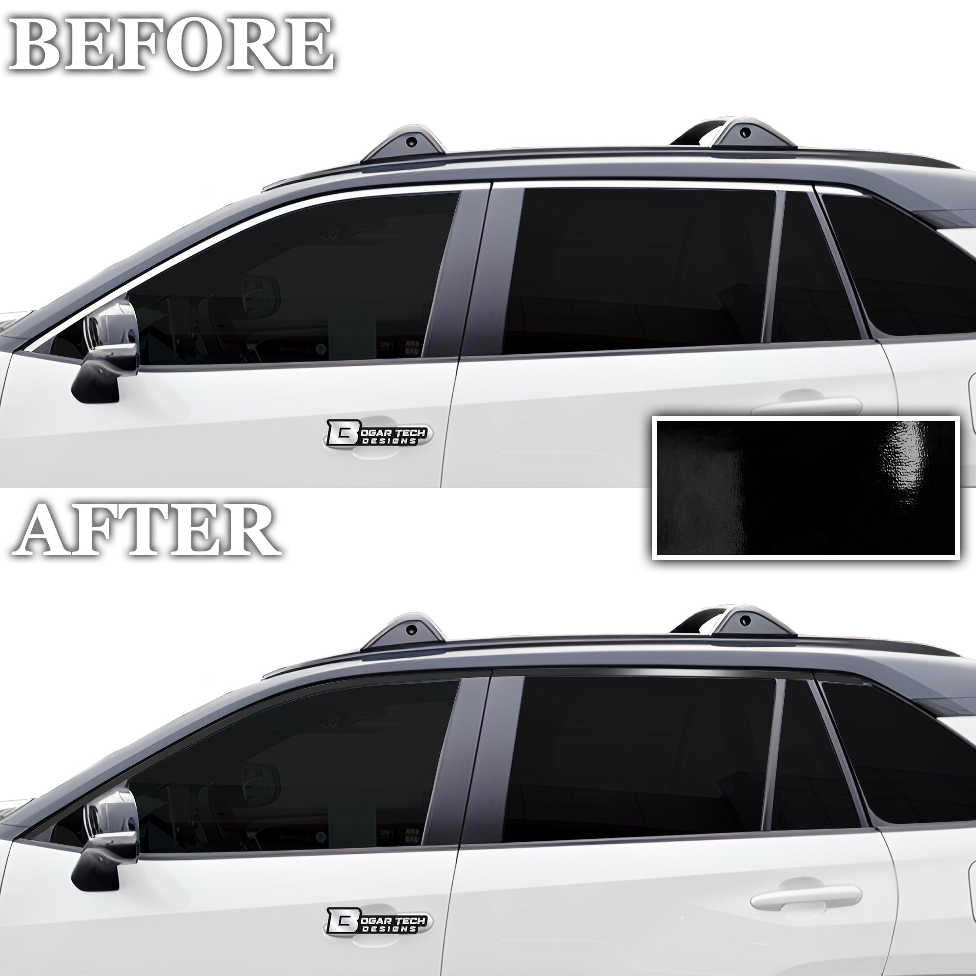 Vinyl Chrome Delete Grille Side Window Rear Wheel Blackout Decal Stickers Overlay Film Fits Toyota Rav4 2019 - 2025 - Bogar Tech Designs