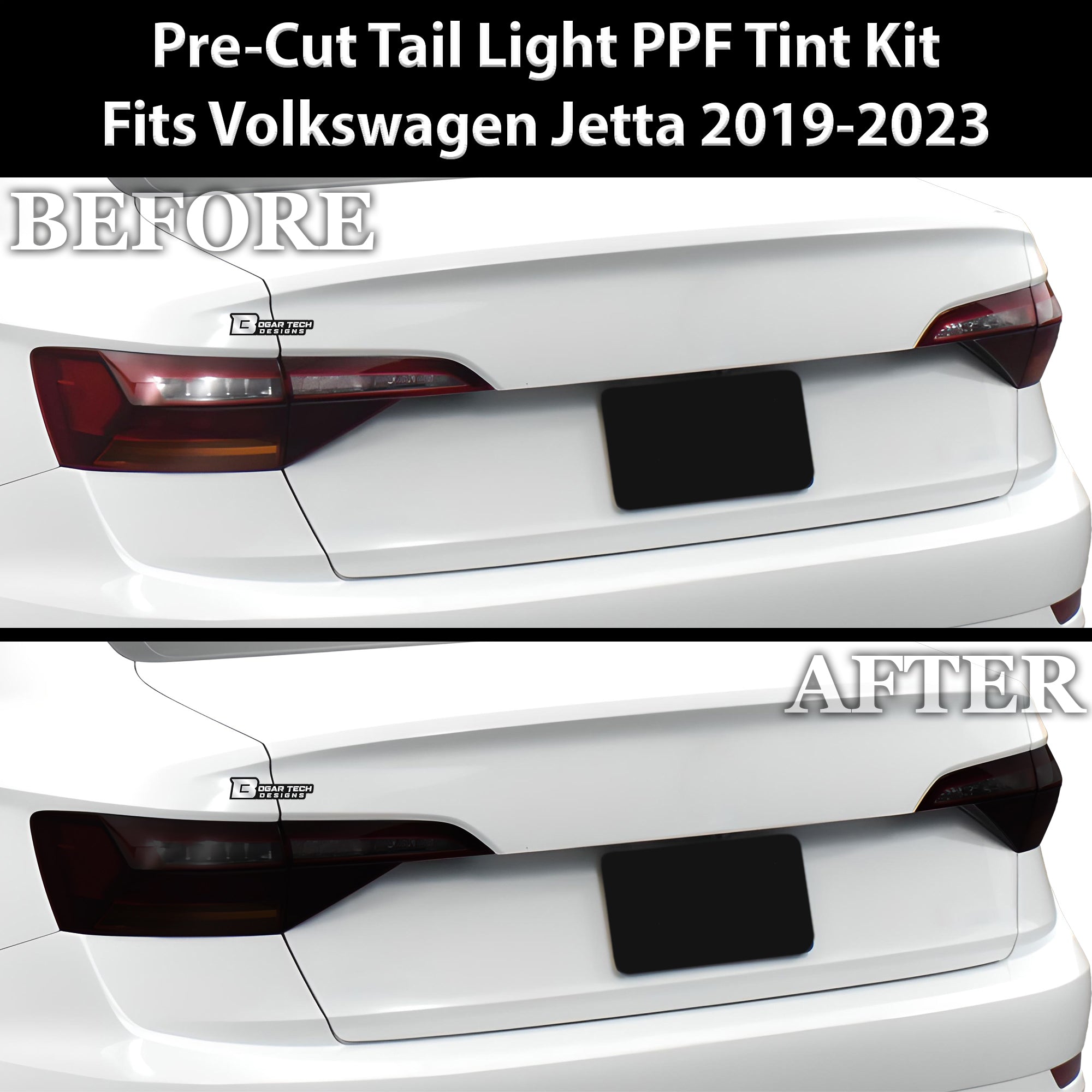 Full Headlight Taillight Precut Smoked PPF Tint Kit Film Overlay Fits Volkswagen Jetta 2019 - 2024 - Bogar Tech Designs
