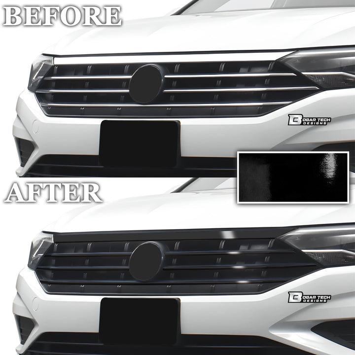 Vinyl Chrome Delete Wheel Rim Front Grille Trim Blackout Decal Stickers Overlay Film Fits Volkswagen Jetta 2019 - 2025 - Bogar Tech Designs