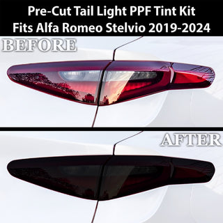 Full Headlight Taillight Precut Smoked PPF Tint Kit Film Overlay Fits Alfa Romeo Stelvio 2019-2024