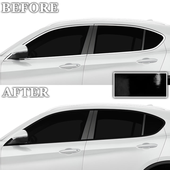 Vinyl Chrome Delete Side Window Trim Blackout Decal Stickers Overlay Film Fits Alfa Romeo Stelvio 2019 - 2025 - Bogar Tech Designs