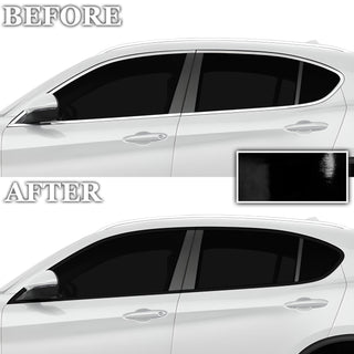 Vinyl Chrome Delete Side Window Trim Blackout Decal Stickers Overlay Film Fits Alfa Romeo Stelvio 2019-2024