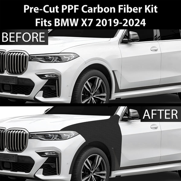 Fits BMW X7 2019+ Precut Premium Gloss Black Carbon Fiber Fender Paint Protection Film PPF Decal Film Kit Cover