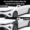 Fits KIA Forte 2019-2024 Precut Premium Gloss Black Carbon Fiber Fender Paint Protection Film PPF Decal Film Kit Cover