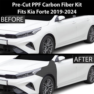 Fits KIA Forte 2019-2024 Precut Premium Gloss Black Carbon Fiber Fender Paint Protection Film PPF Decal Film Kit Cover