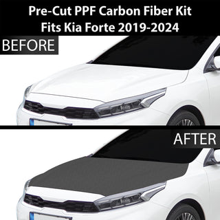 Fits KIA Forte 2019-2024 Precut Premium Gloss Black Carbon Fiber Hood Paint Protection Film PPF Decal Film Kit Cover