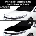 Fits KIA Forte 2019-2024 Precut Premium Gloss Black Carbon Fiber Hood Paint Protection Film PPF Decal Film Kit Coverage