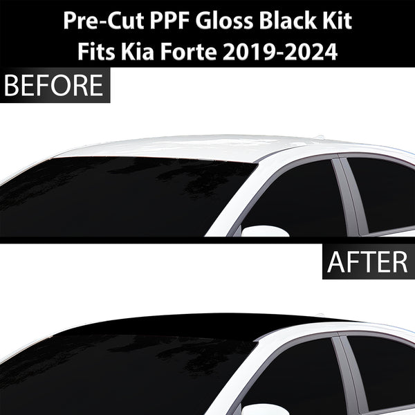 Fits KIA Forte 2019-2024 Precut Premium Gloss Black Carbon Fiber Roof Paint Protection Film PPF Decal Film Kit Cover