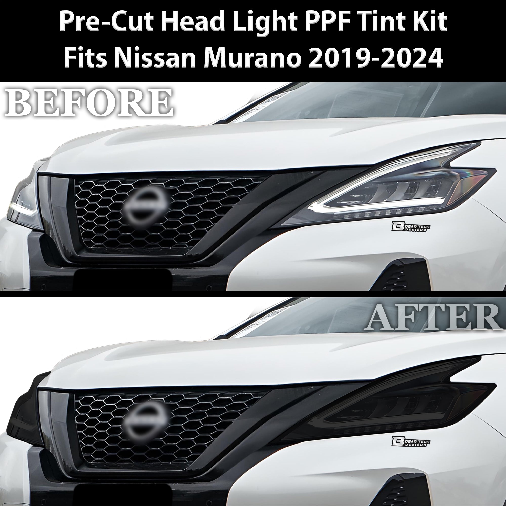 Full Headlight Taillight Precut Smoked PPF Tint Kit Film Overlay Fits Nissan Murano 2015 - 2024 - Bogar Tech Designs