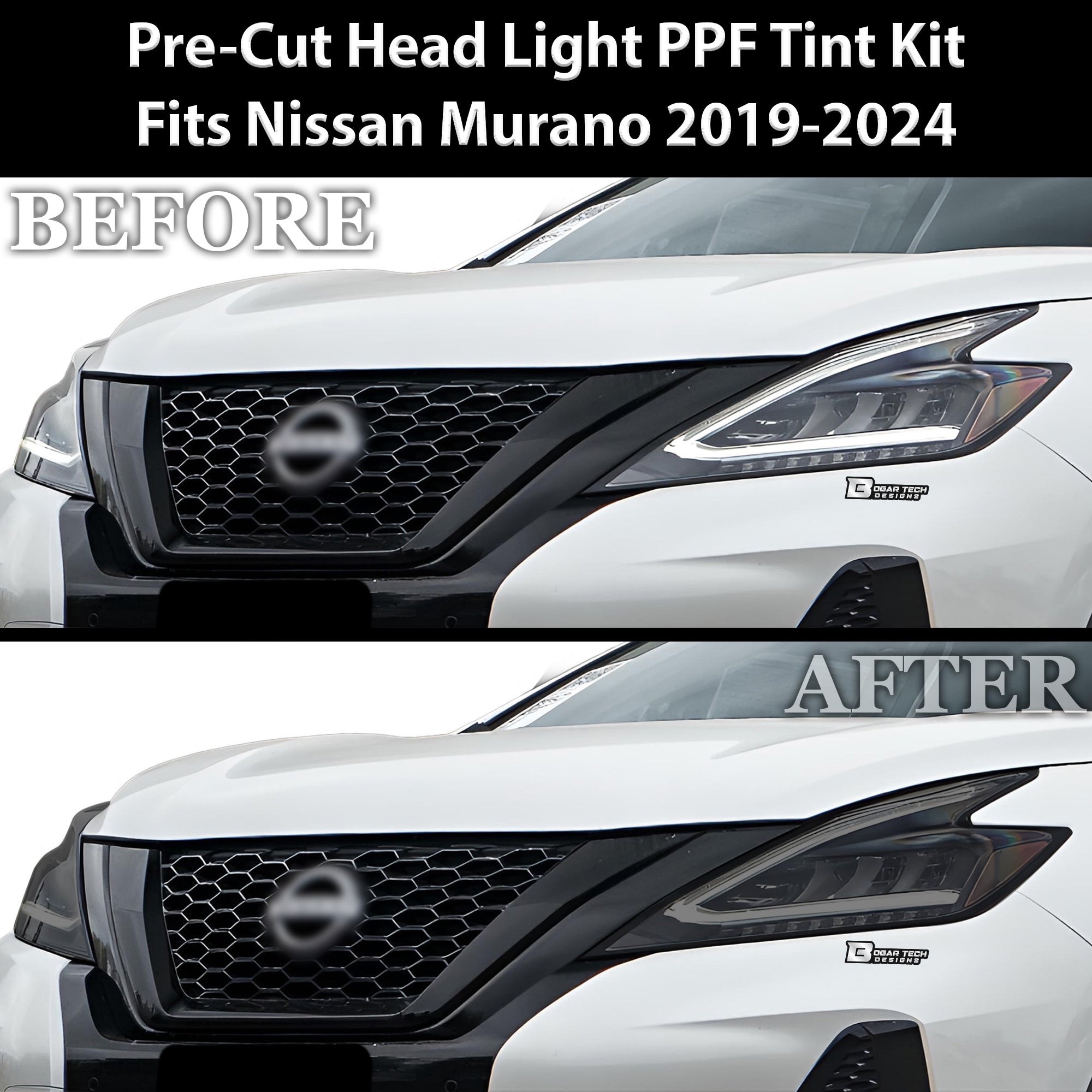 Full Headlight Taillight Precut Smoked PPF Tint Kit Film Overlay Fits Nissan Murano 2015 - 2024 - Bogar Tech Designs