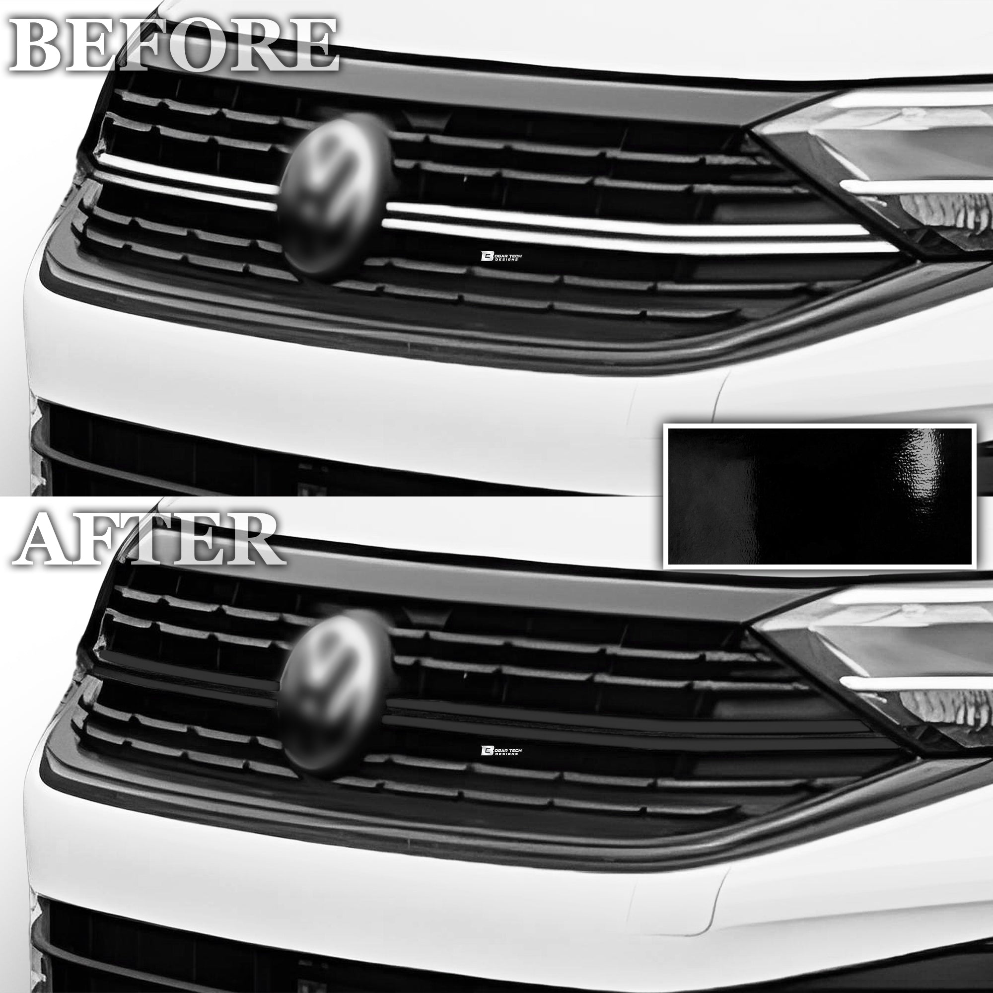 Vinyl Chrome Delete Wheel Rim Front Grille Trim Blackout Decal Stickers Overlay Film Fits Volkswagen Jetta 2019 - 2025 - Bogar Tech Designs