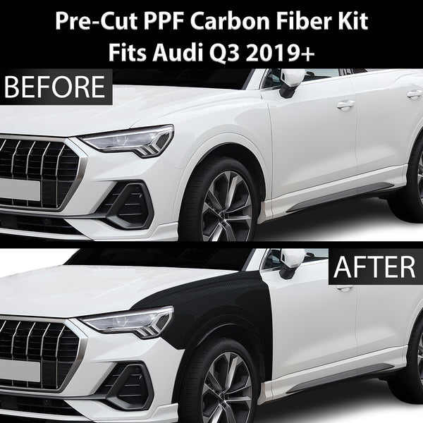 Fits Audi Q3 2019+ Precut Premium Gloss Black Carbon Fiber Fender Paint Protection Film PPF Decal Film Kit Cover