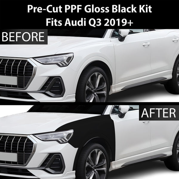 Fits Audi Q3 2019+ Precut Premium Gloss Black Carbon Fiber Fender Paint Protection Film PPF Decal Film Kit Cover