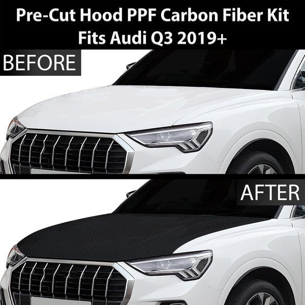 Fits Audi Q3 2019+ Precut Premium Gloss Black Carbon Fiber Hood Paint Protection Film PPF Decal Film Kit Cover