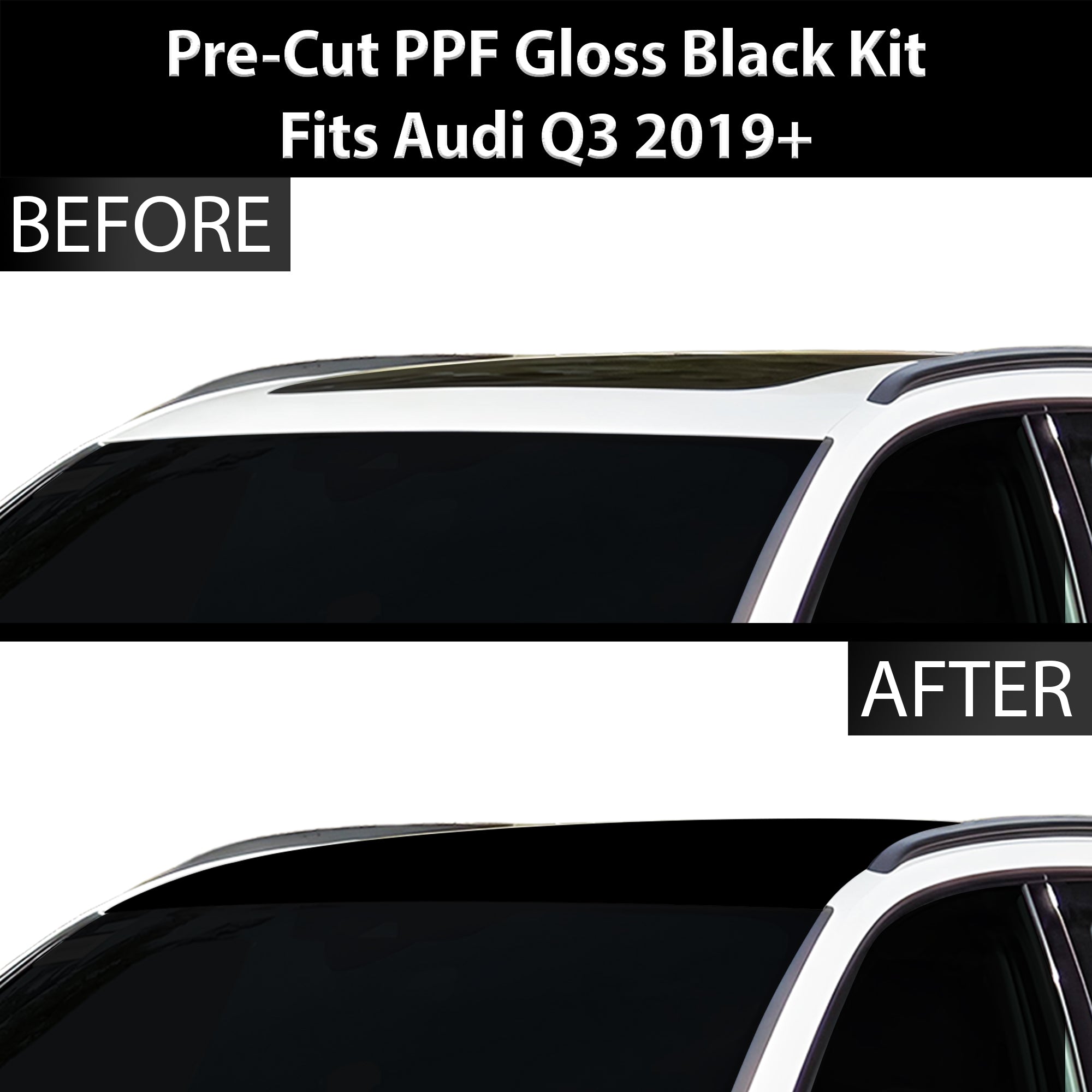 Fits Audi Q3 2019+ Precut Premium Gloss Black Carbon Fiber Roof Paint Protection Film PPF Decal Film Kit Cover - Bogar Tech Designs