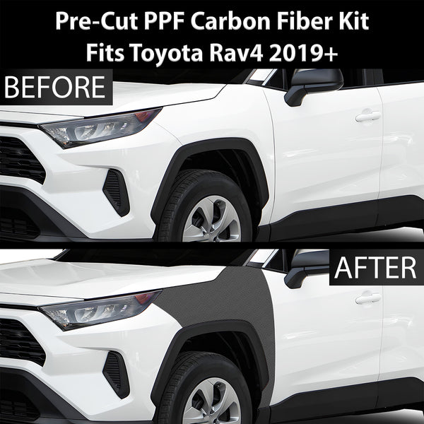 Fits Toyota RAV4 2019-2024 Precut Premium Gloss Black Carbon Fiber Fender Paint Protection Film PPF Decal Film Kit