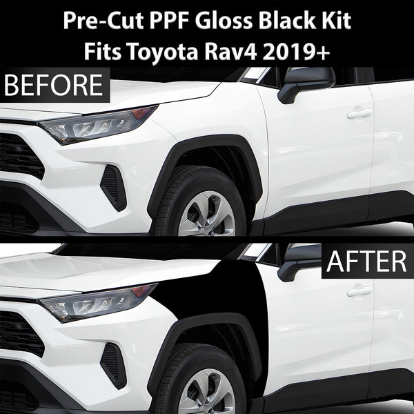 Fits Toyota RAV4 2019-2024 Precut Premium Gloss Black Carbon Fiber Fender Paint Protection Film PPF Decal Film Kit Cover