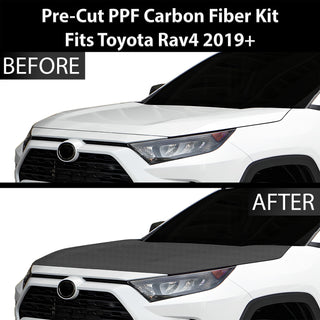 Fits Toyota RAV4 2019-2024 Precut Premium Gloss Black Carbon Fiber Hood Paint Protection Film PPF Decal Film Kit