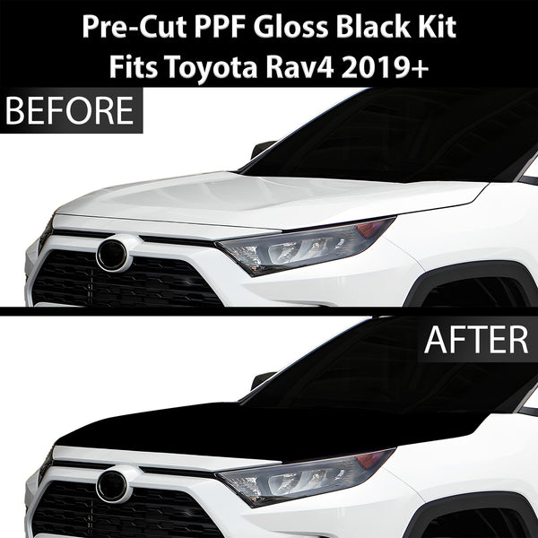 Fits Toyota RAV4 2019-2024 Precut Premium Gloss Black Carbon Fiber Hood Paint Protection Film PPF Decal Film Kit Cover