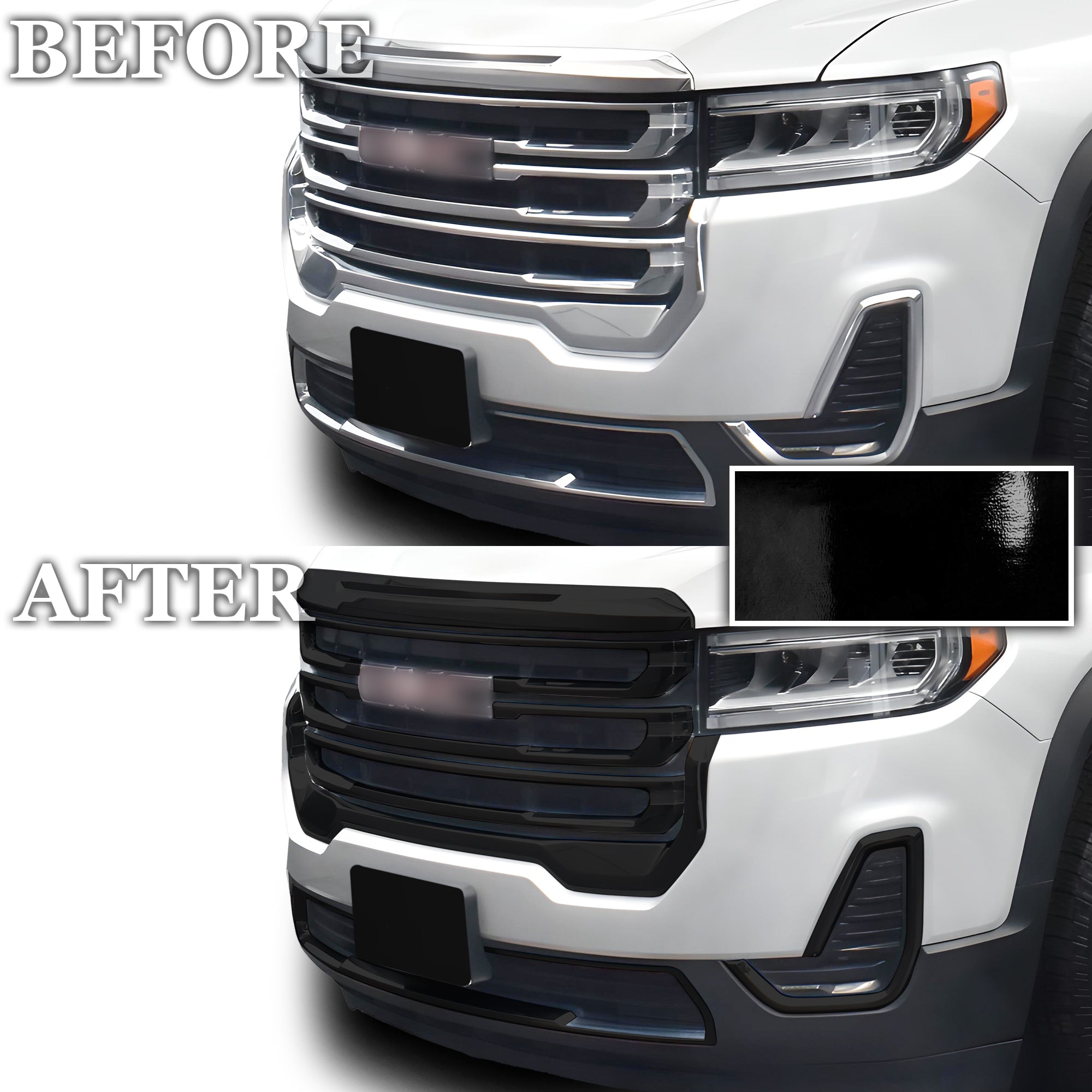 Vinyl Chrome Delete Grille Side Window Blackout Decal Stickers Overlay Film Fits GMC Acadia 2017 - 2023 - Bogar Tech Designs