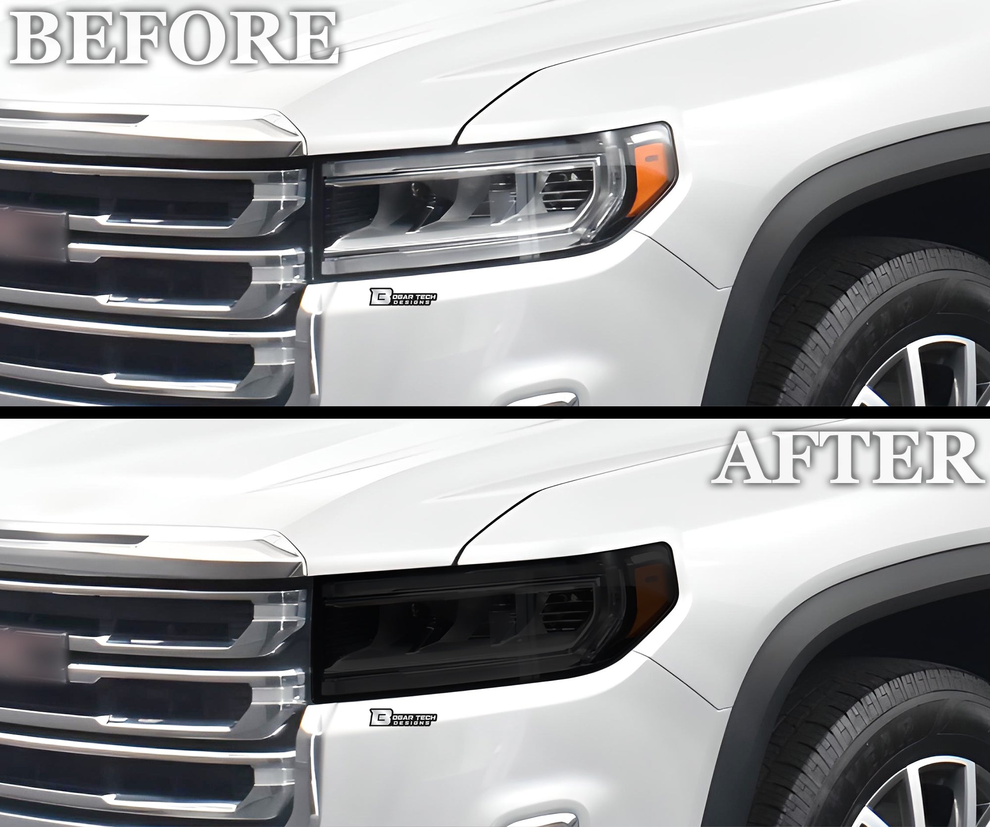 Full Headlight Taillight Precut Smoked PPF Tint Kit Overlay Film Fits GMC Acadia 2020 - 2023 - Bogar Tech Designs