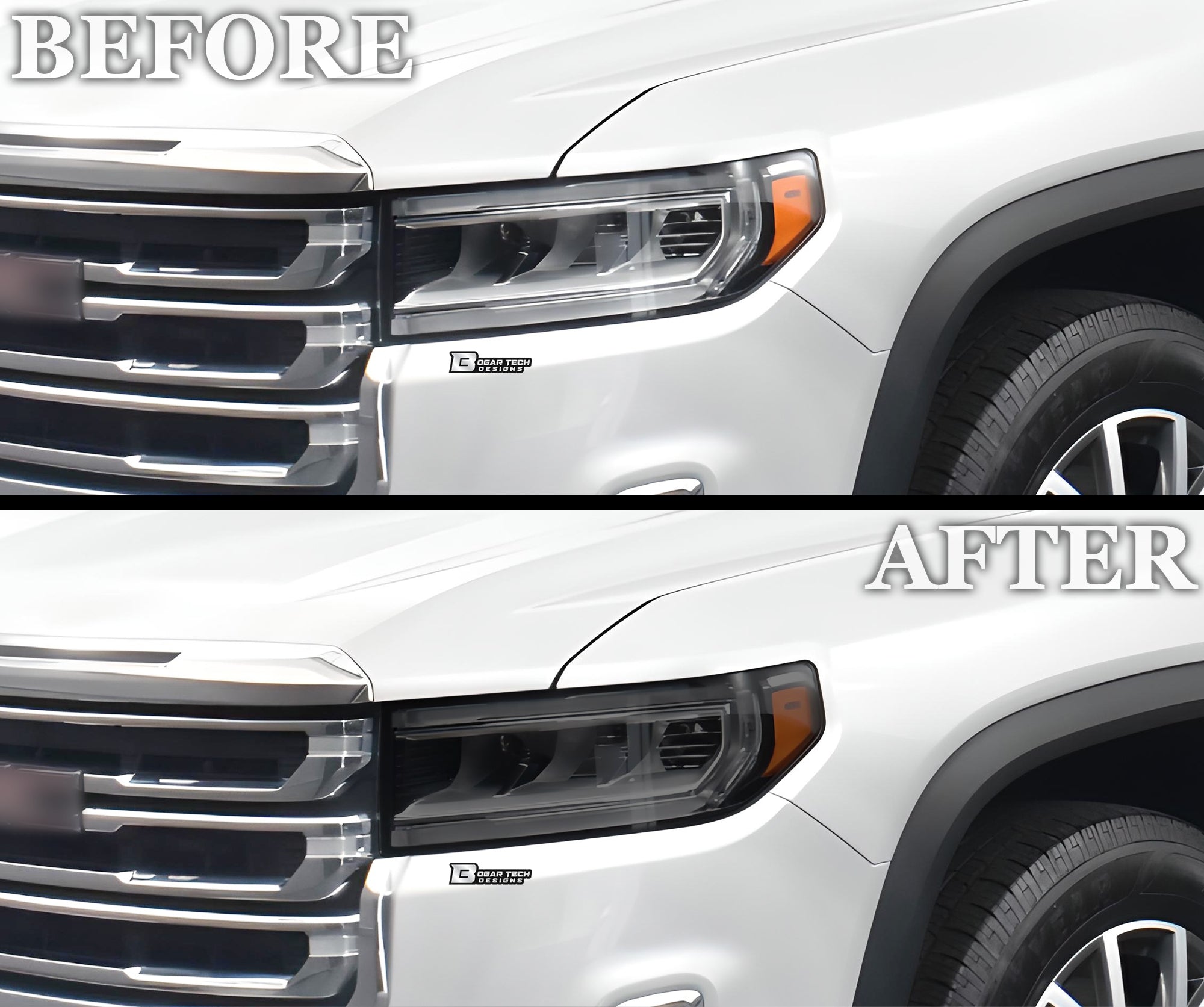 Full Headlight Taillight Precut Smoked PPF Tint Kit Overlay Film Fits GMC Acadia 2020 - 2023 - Bogar Tech Designs