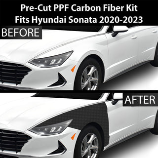 Fits Hyundai Sonata 2020-2023 Precut Premium Gloss Black Carbon Fiber Fender Paint Protection Film PPF Decal Film Kit