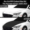 Fits Hyundai Sonata 2020-2023 Precut Premium Gloss Black Carbon Fiber Hood Paint Protection Film PPF Decal Film Kit