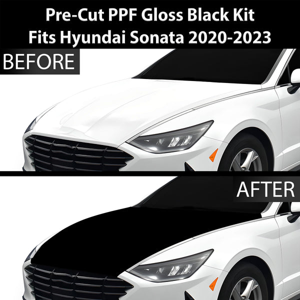 Fits Hyundai Sonata 2020-2023 Precut Premium Gloss Black Carbon Fiber Hood Paint Protection Film PPF Decal Film Kit Cover