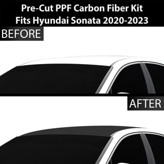 Fits Hyundai Sonata 2020-2023 Precut Premium Gloss Black Carbon Fiber Roof Paint Protection Film PPF Decal Film Kit Cover