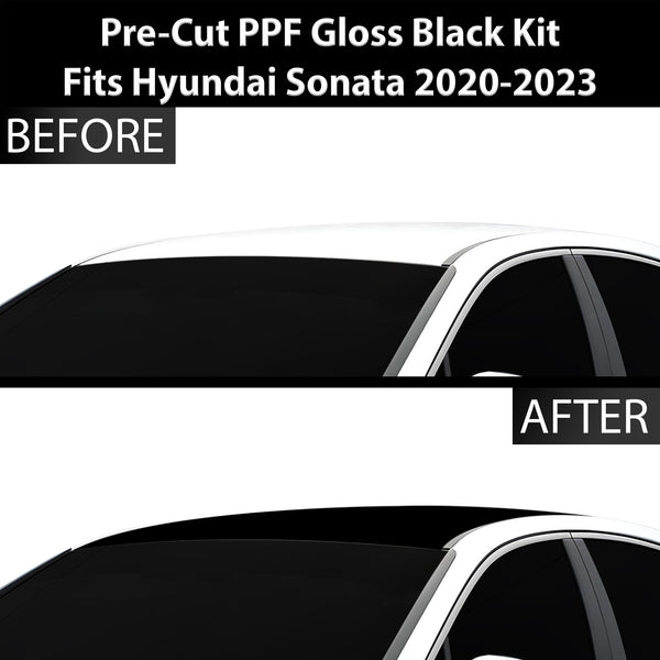 Fits Hyundai Sonata 2020-2023 Precut Premium Gloss Black Carbon Fiber Roof Paint Protection Film PPF Decal Film Kit