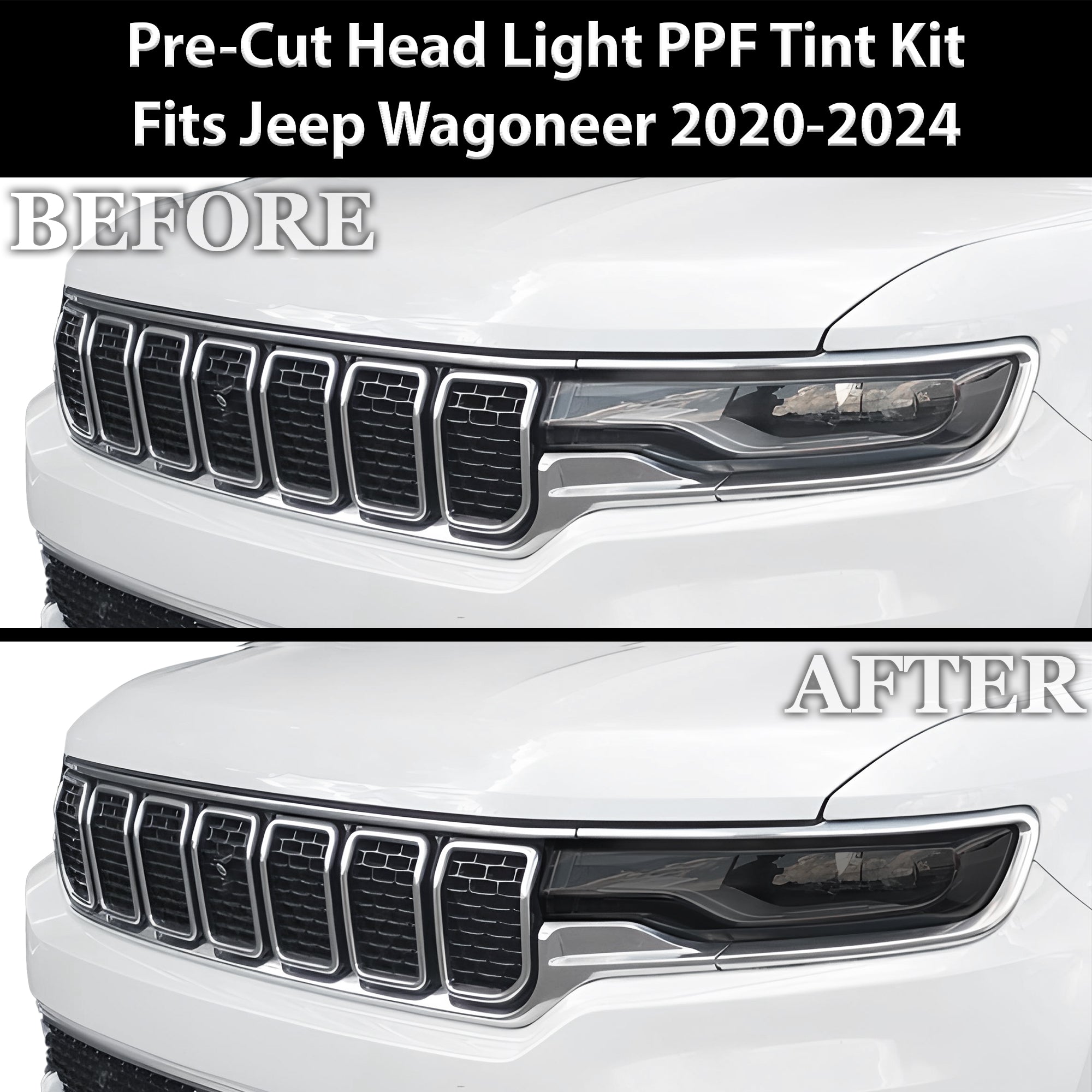 Full Headlight Taillight Precut Smoked PPF Tint Kit Overlay Film Fits Jeep Wagoneer 2020 - 2025 - Bogar Tech Designs