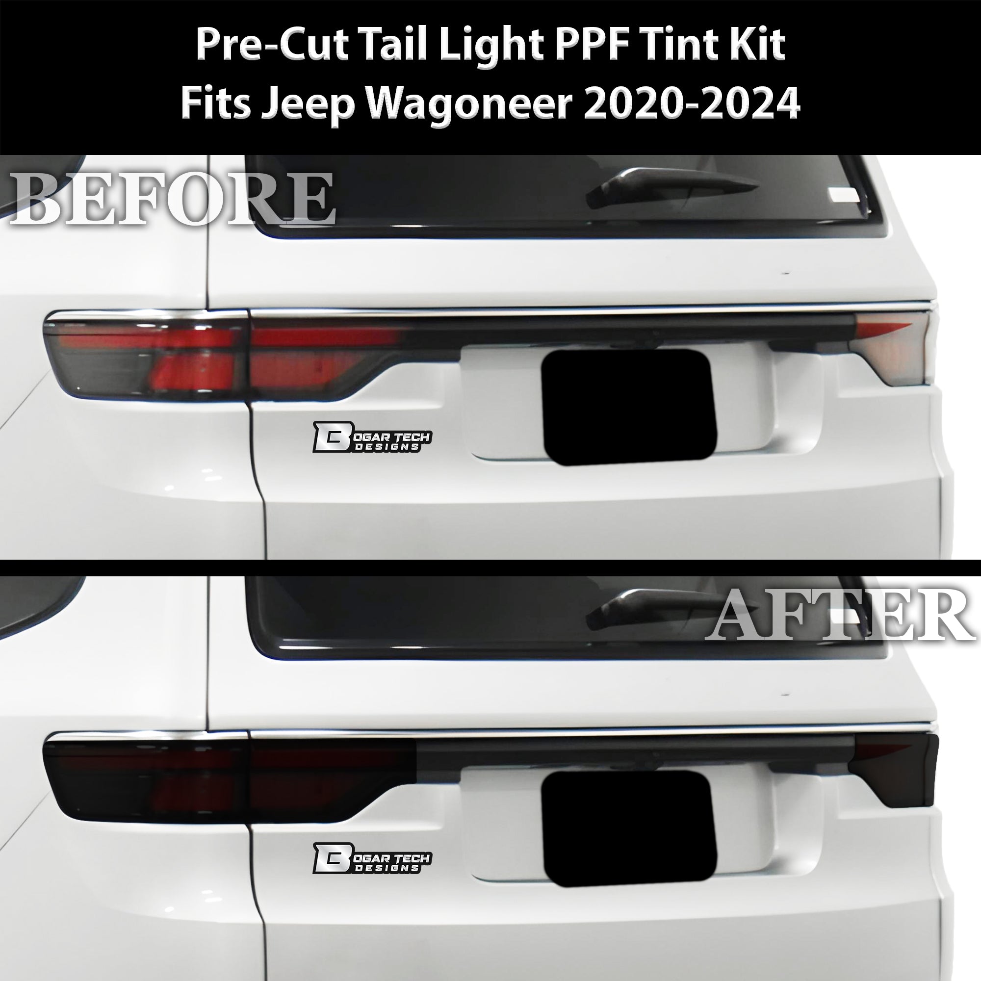 Full Headlight Taillight Precut Smoked PPF Tint Kit Overlay Film Fits Jeep Wagoneer 2020 - 2025 - Bogar Tech Designs