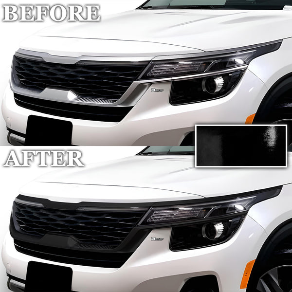 Vinyl Chrome Delete Grille Side Window Rear Blackout Decal Stickers Overlay Film Fits Kia Seltos