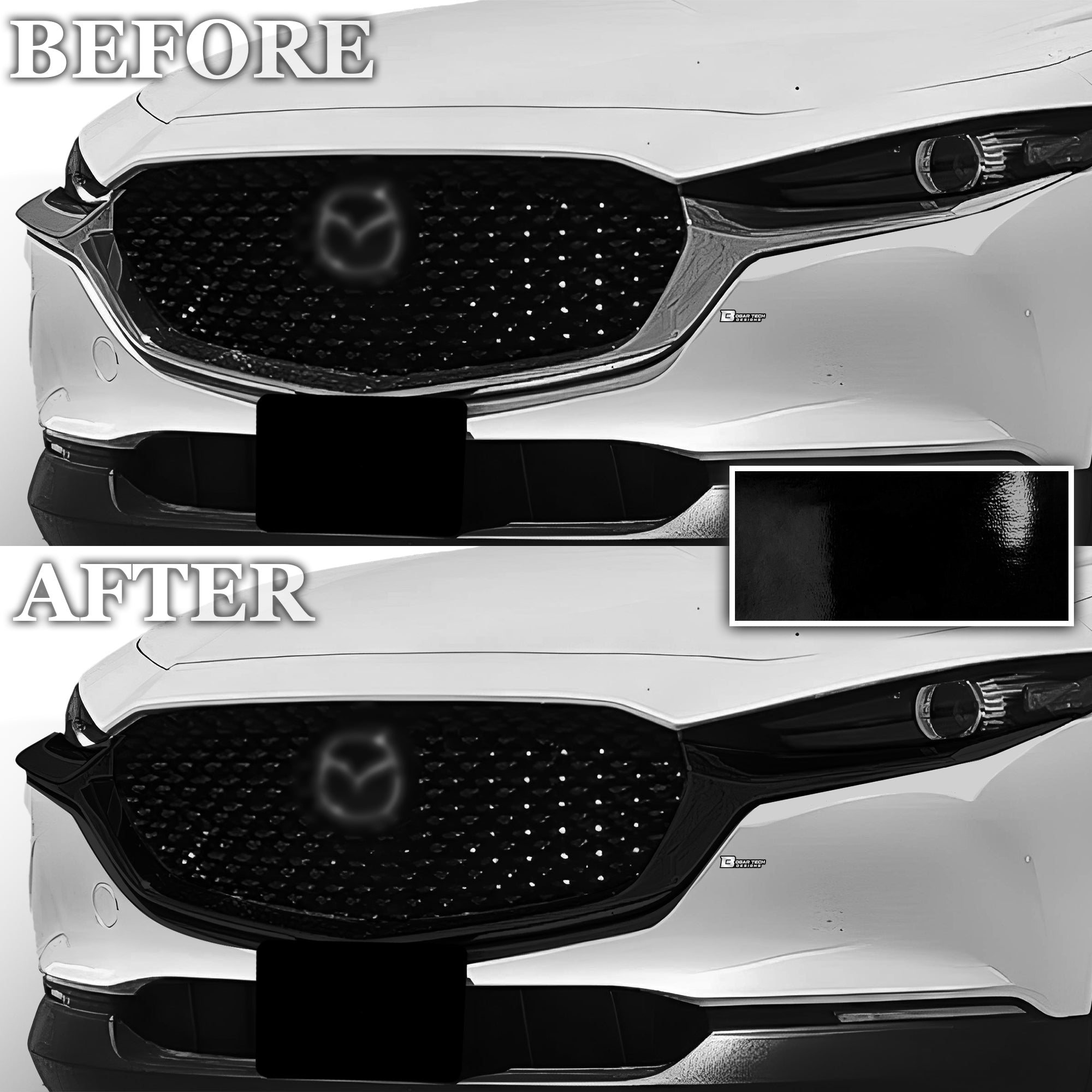 Vinyl Chrome Delete Grille Side Window Rear Blackout Decal Stickers Overlay Film Fits Mazda Cx - 30 2020 - 2025 - Bogar Tech Designs
