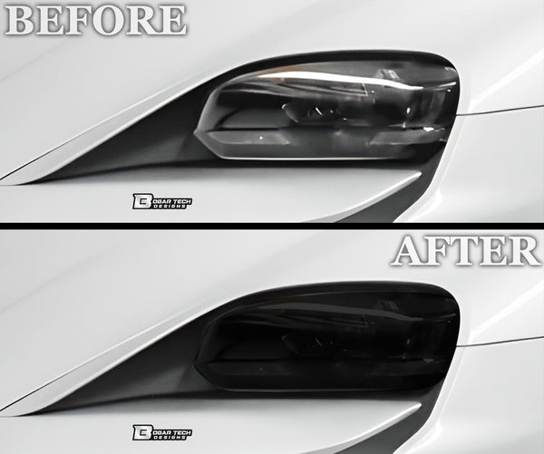 Full Headlight Taillight Precut Smoked PPF Tint Kit Film Overlay Fits Porsche Taycan 2020-2024