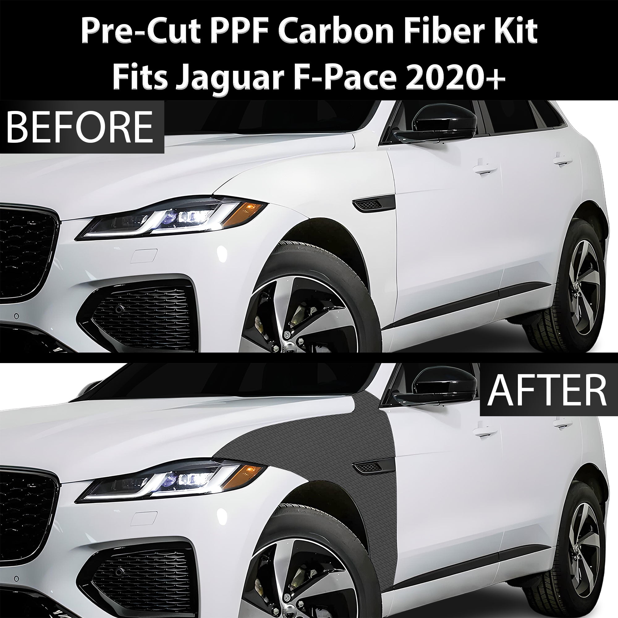 Fits Jaguar F-Pace 2017-2020 Precut Premium Gloss Black Carbon