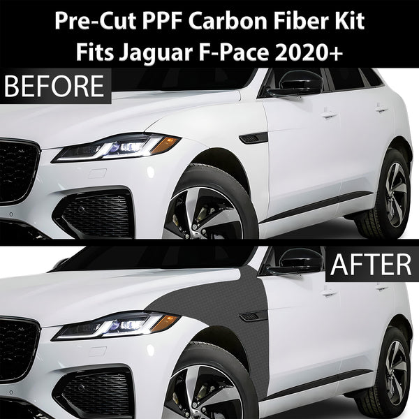 Fits Jaguar F-Pace 2017-2020 Precut Premium Gloss Black Carbon Fiber Fender Paint Protection Film PPF Decal Film Kit Cover