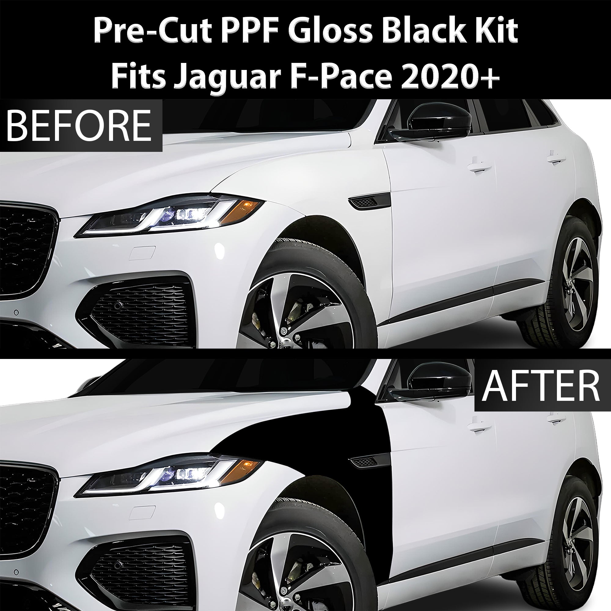 Fits Jaguar F-Pace 2017-2020 Precut Premium Gloss Black Carbon