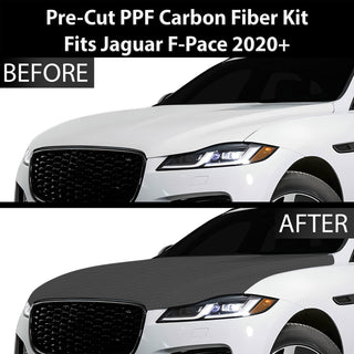 Fits Jaguar F-Pace 2017-2020 Precut Premium Gloss Black Carbon Fiber Hood Paint Protection Film PPF Decal Film Kit Cover