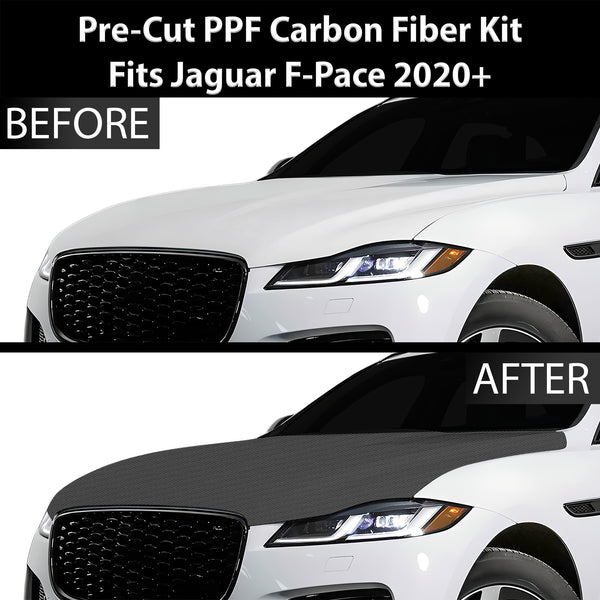 Fits Jaguar F-Pace 2017-2020 Precut Premium Gloss Black Carbon Fiber Hood Paint Protection Film PPF Decal Film Kit Cover