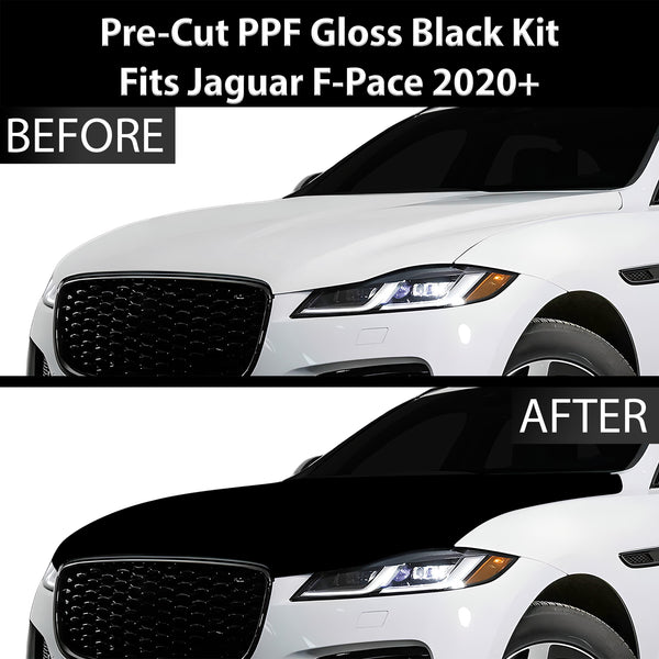 Fits Jaguar F-Pace 2017-2020 Precut Premium Gloss Black Carbon Fiber Hood Paint Protection Film PPF Decal Film Kit Cover