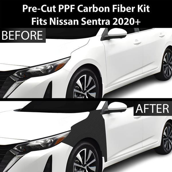 Fits Nissan Sentra 2020+ Precut Premium Gloss Black Carbon Fiber Fender Paint Protection Film PPF Decal Film Kit